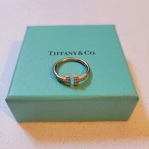 TIFFANY & CO. - Authentic T Diamond Wire Ring 18k White Gold (Size 4)